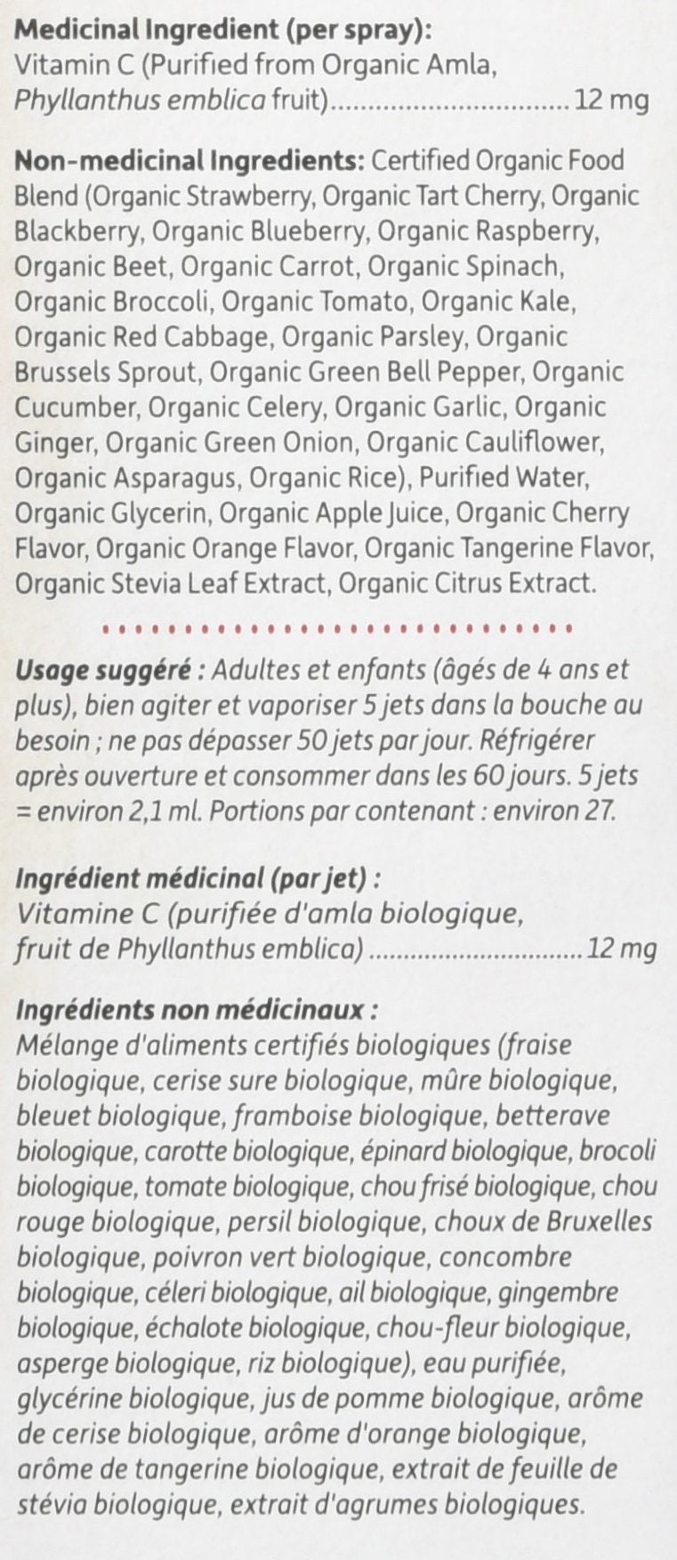 Garden of Life mykind Organics Vitamin C Organic Spray Cherry-Tangerine, 58 ml, (Pack of 1) - BeesActive Australia
