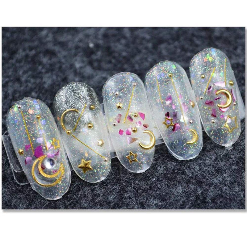 500 pcs Gold Metal Nail Studs Star Nail Charm 3D Nail Art Jewelry Decoration Supplies Gems for Fingernails & Toenails Decor Manicure Tips - BeesActive Australia
