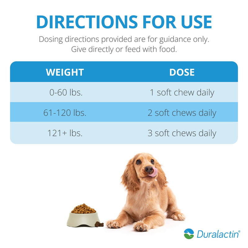 PRN Duralactin Canine Soft Chews - Joint Health Supplement for Dogs and Puppies to Help Reduce Inflammation - Chicken-Liver Flavored Canine Chews Containing Dried Milk Protein - 60-Count Bottle - BeesActive Australia