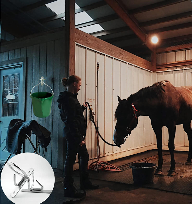 ZRruowin Horse Water Bucket Hook Horse Stall Bucket Holder Straps Hang Feed Equestrian Bucket Hook Horse Stable Supplies 4PCS - BeesActive Australia