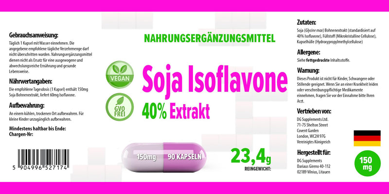 SOYA Isoflavones 40% 90 Vegan Capsules, 3rd Party Lab Tested, High Strength Supplement, Gluten and GMO Free - BeesActive Australia