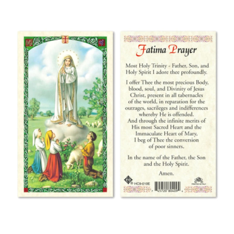 Our Lady of Fatima Laminated Prayer Cards Set of Five Holy Cards - BeesActive Australia