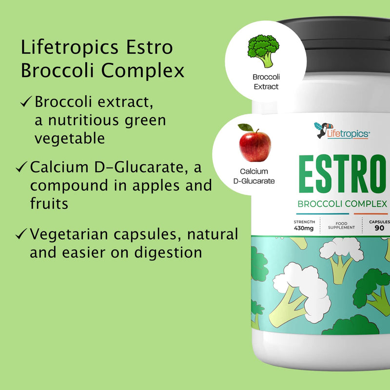 Lifetropics Estro Broccoli Complex | Broccoli Powered Estrogen Blocker | with Broccoli, Calcium D Glucarate | Natural Food Supplement | 90 Vegecapsules - BeesActive Australia