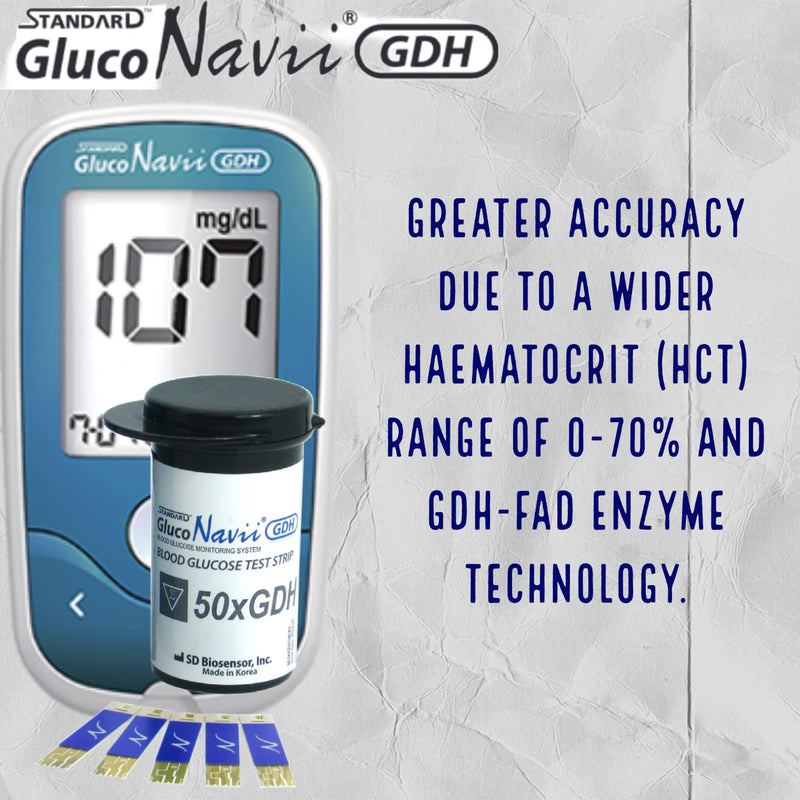 GlucoNavii Blood Sugar Meter (mmol/L) Glucose Monitor Starter Kit + 50 Test Strips + 50 28g Lancets - BeesActive Australia