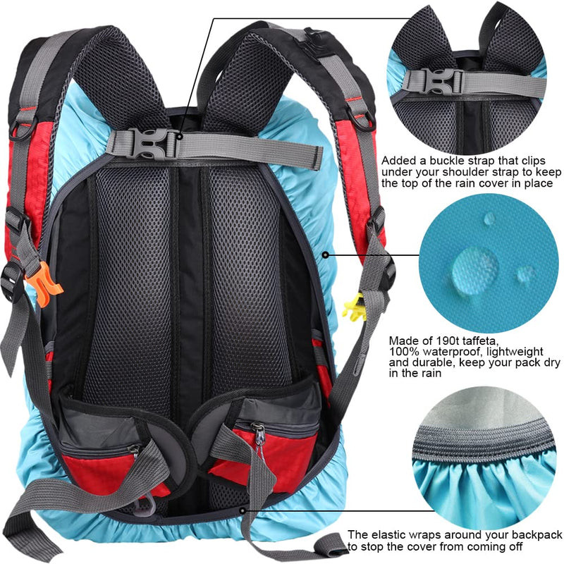 Evotopf Waterproof Backpack Rain Cover with Adjustable Anti Slip Buckle Strap & Sliver Coating Reinforced Inner Layer for Camping, Hiking, Traveling, Hunting, Biking and More, 15-80L Azure 15 - 25L - BeesActive Australia