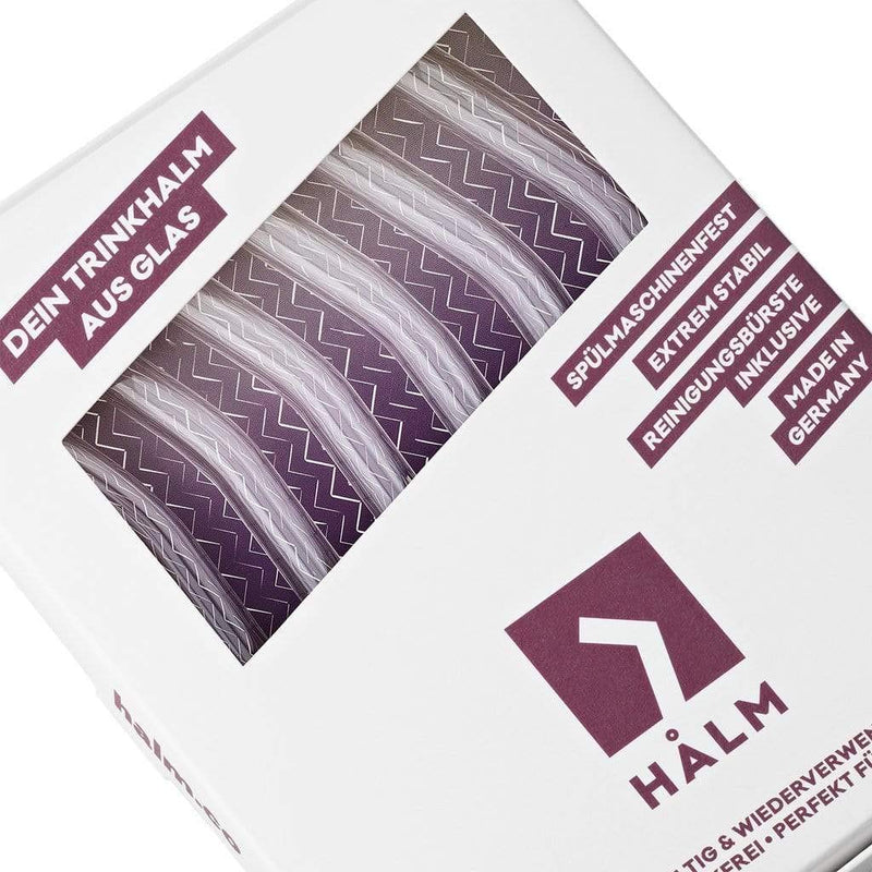 Halm Glass Straws – 6x Short 6 Inch bent Reusable Drinking Straws + Plastic-Free Cleaning Brush - Dishwasher Safe - Eco-Friendly - Perfect for Smoothies, Cocktails - Made in Germany - BeesActive Australia