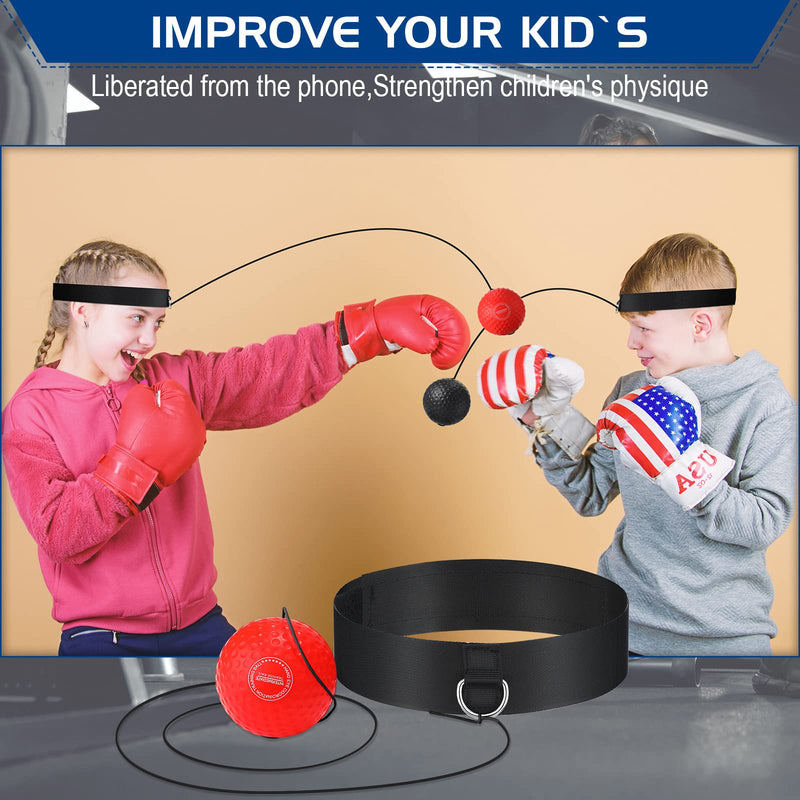 Boxing Reflex Ball,6 Difficulty Levels Boxing Ball with 3 Nylon Adjustable Headbands for Improve Reaction Speed Reflex, Fight Skill Timing Accuracy Focus and Hand Eye Coordination Training of Boxing - BeesActive Australia