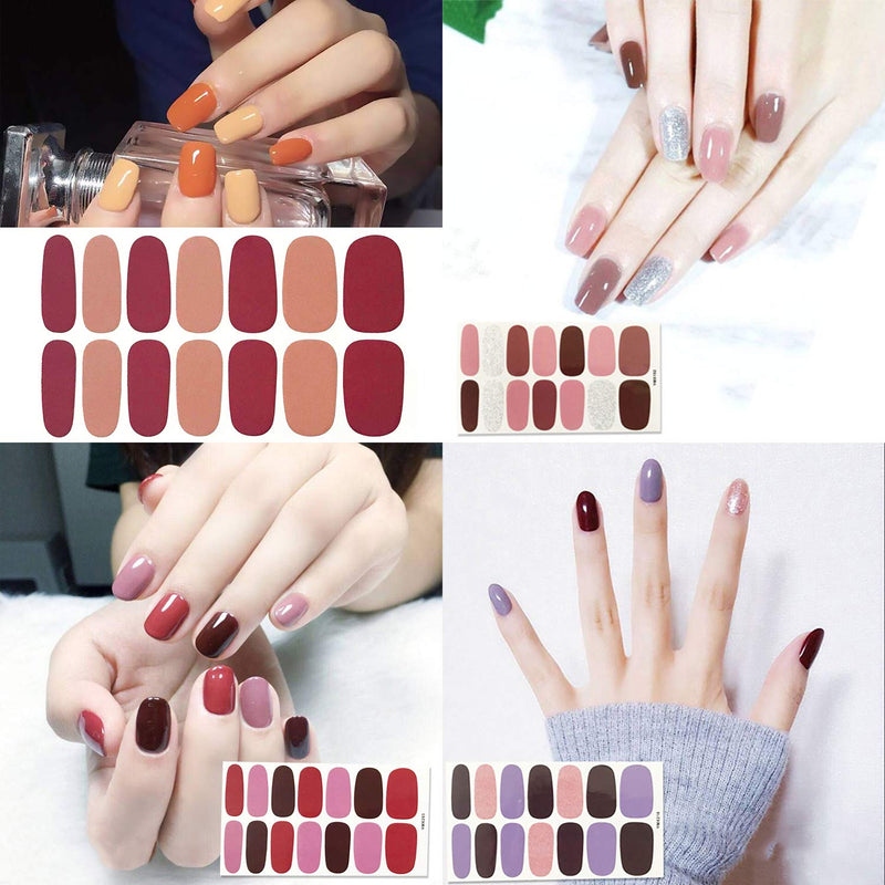 JERCLITY 24 Sheets Gradient Full Wraps Nail Polish Stickers Strips with 1pc Nail File Kit Self-Adhesive Stick On Nail Polish Strips Decals for Women Girls KIT3A - BeesActive Australia
