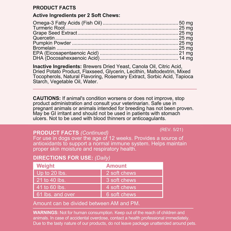 Dog Allergy Chews with Antioxidants, 90 Delicious Soft Chew Treats - Immune System and Respiratory Health Booster for Dogs and Cats - Seasonal Allergies Relief, Skin Health - Made in The USA - BeesActive Australia