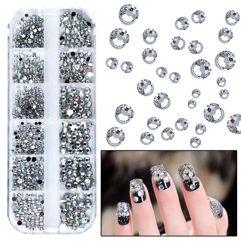 SILPECWEE 4 Boxes 3D Nail Art Decoration Flat-back Nail Rhinestones Crystal Metal Nail Studs Horse Eyes Manicure Kit With 1Pc Tweezers 1Pc Picker Pencil NO1 - BeesActive Australia