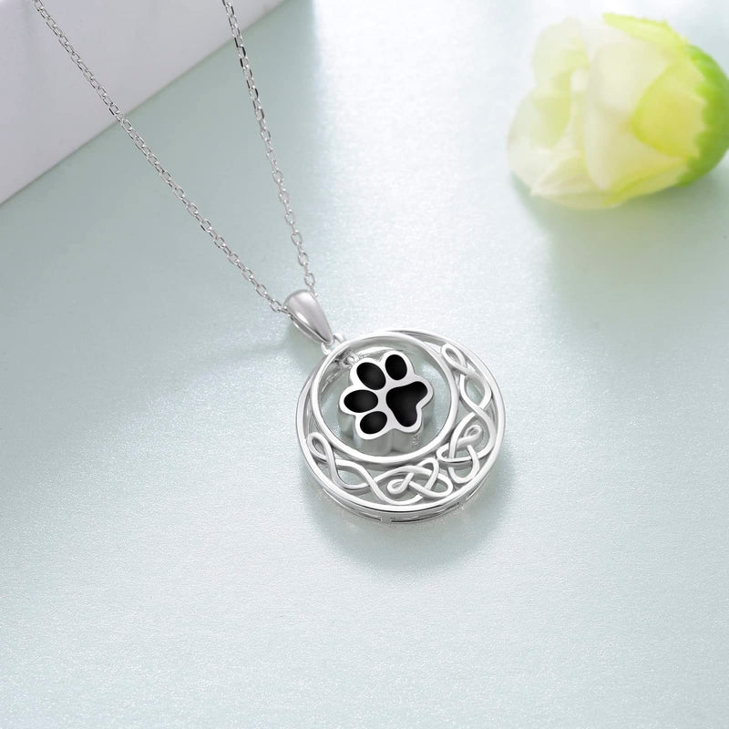 Paw Print Urn Necklace for Ashes 925 Sterling Silver Dog Cat Ashes Necklaces Memorial Keepsake Cremation Jewelry Gifts for Ashes Pet Ashes - BeesActive Australia
