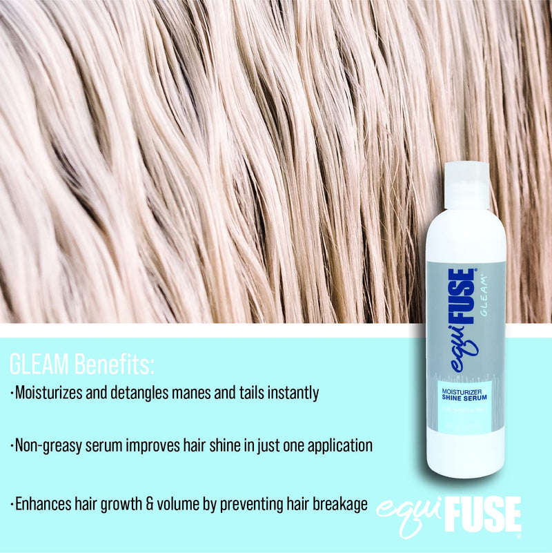 EquiFUSE Gleam Moisturizer + Shine Serum for Horses | detangles Even The unruliest Manes and Tails | Provides Long-Lasting Shine 8 oz - BeesActive Australia