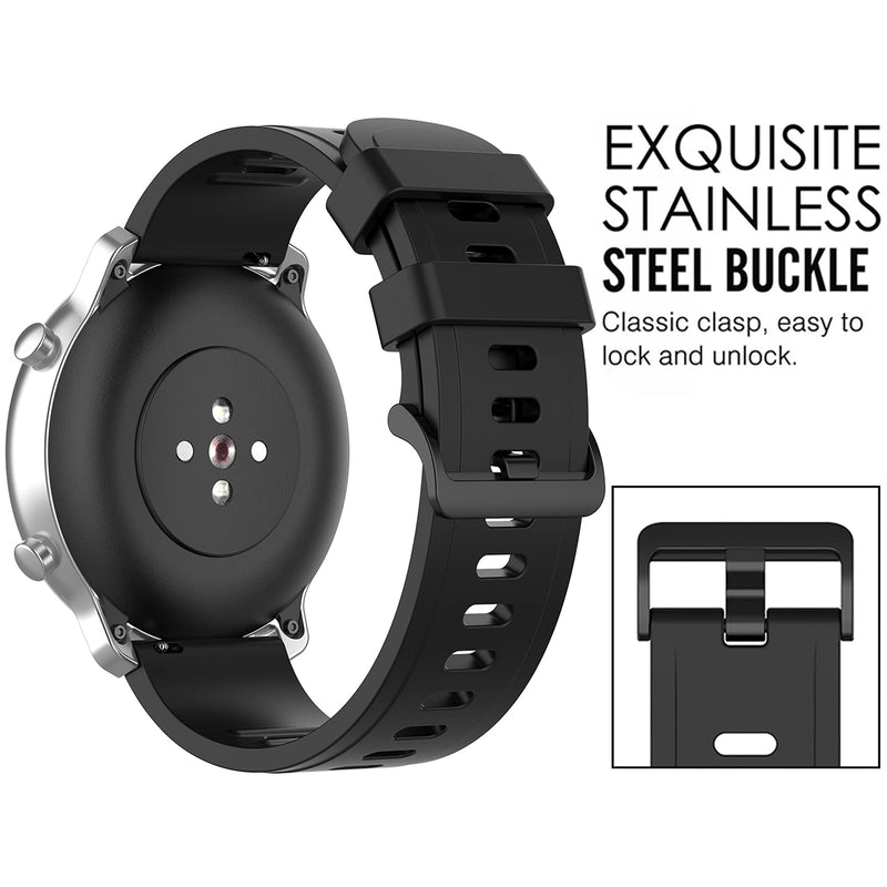 QGHXO Band for Amazfit GTS, Soft Silicone Replacement Band for Amazfit GTS/GTS 2/ GTS 2e/ GTS 2 Mini/Bip/Bip Lite/Bip S/Bip U/GTR 42mm Smartwatch (No Tracker, Replacement Bands Only) 5PCS Boys - BeesActive Australia