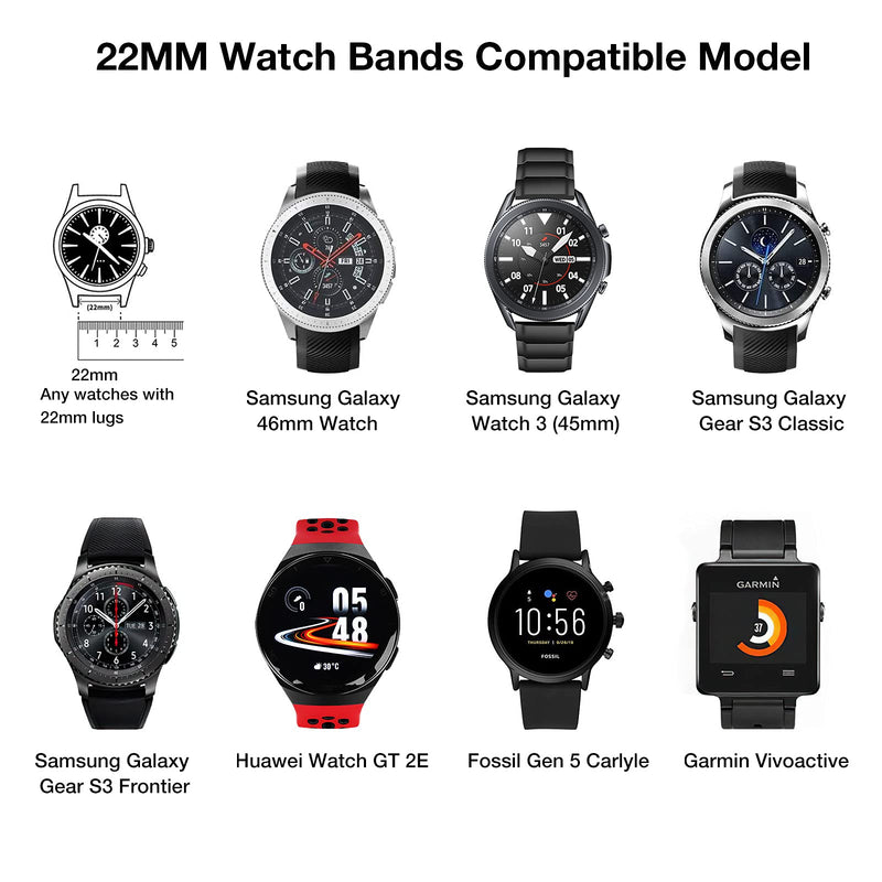 3 Pack Galaxy Watch 3 Band, Compatible with Samsung Galaxy Watch 3 45mm/Galaxy Watch 46mm /Samsung Gear S3 /Garmin Fenix 5, Adjustable Elastic Braided Men Women Replacement 22mm Watch Band Dark blue + black + gray - BeesActive Australia