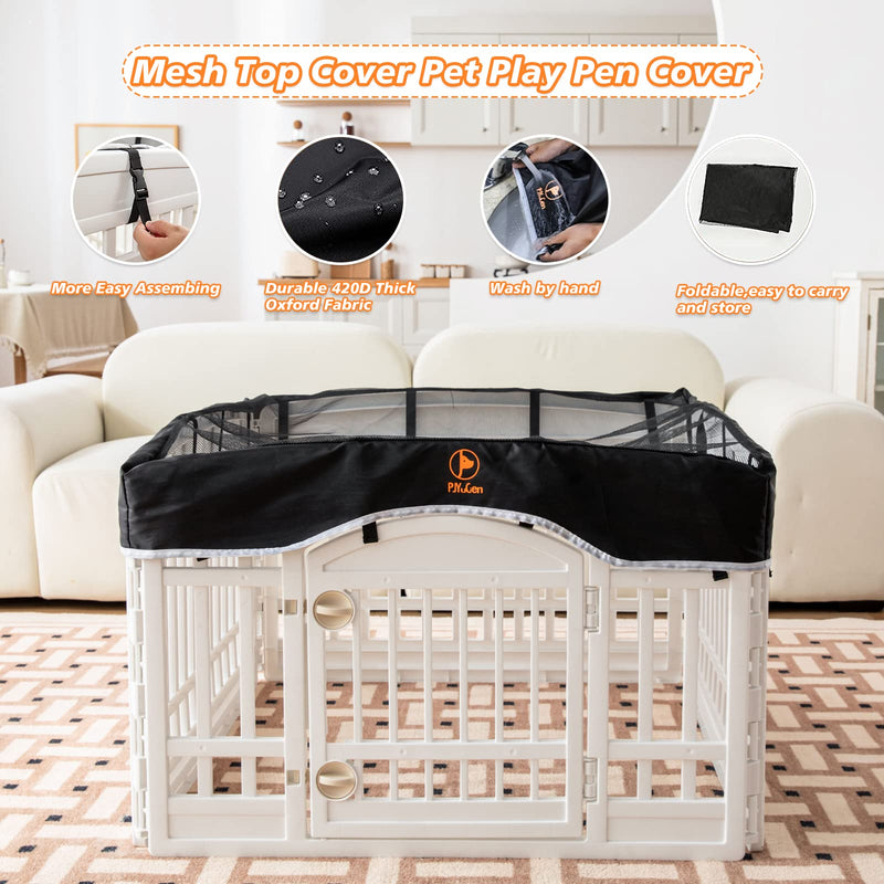 Dog Playpen Mesh Top Cover Pet Play Pen Cover-Keeps Pet Secure from UV Provides Shade Prevents Escape Pet Pen Cover Indoor Outdoor Black Fits 24 32 36 Inch Playpen-[PLAYPEN NOT Included!!!] 36 Inch 4 Panel Black - BeesActive Australia