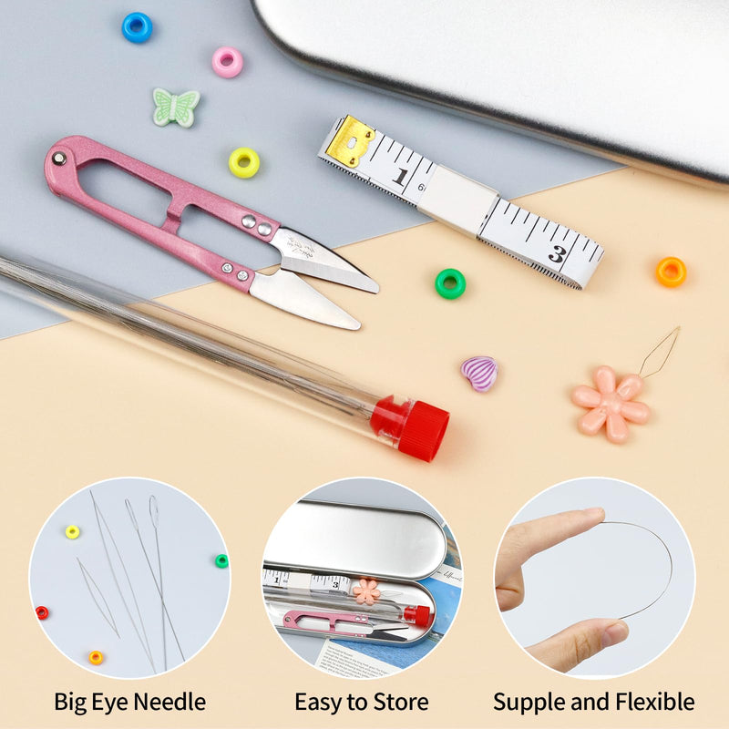 FIVEIZERO 21 Pieces Beading Needles Set, 6 Sizes Seed Beads Needles Big Eye Beading Needles Collapsible Beading Needles Set for Jewelry Making - BeesActive Australia