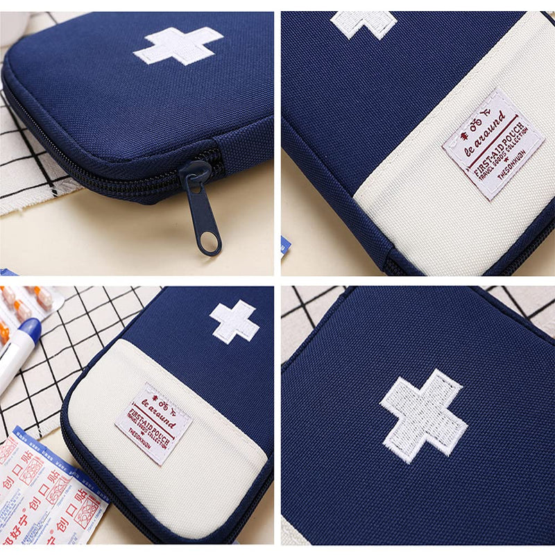 Qanye 2 Pieces Emergency Storage Bag, Empty Medicine Bag, Travel Medicine Storage Bag, First Aid Kit Empty Bag, for Emergencies at Home, Office, Travel, Hiking, Camping (Blue, Pink) Small (Klein) Klein - BeesActive Australia
