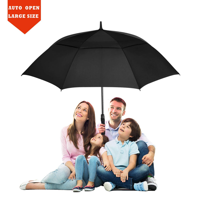 Baraida Golf Umbrella Large 54/62/68 Inch, Extra Large Oversize Double Canopy Vented Windproof Waterproof Umbrella, Automatic Open Golf Umbrella for Men and Women and Family 62 in Black - BeesActive Australia