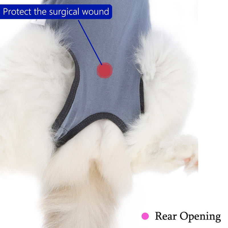 kzrfojy Cat Surgery Recovery Suit Professional for Surgical Abdominal Wound Or Skin Diseases E-Collar Alternative for Cats Dogs After Surgery Wear Pajama Suit Medium Grey-blue - BeesActive Australia