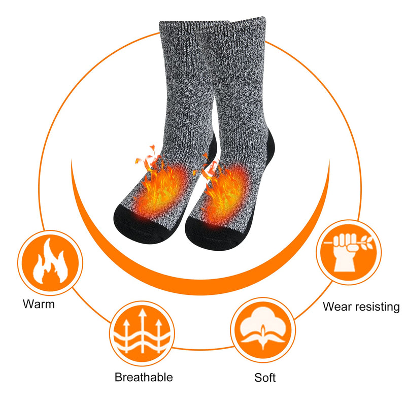 Thermal Socks for Men, Thick Warm Cold Weather Heated Socks for Winter P-concrete Grey (2 Pairs) - BeesActive Australia