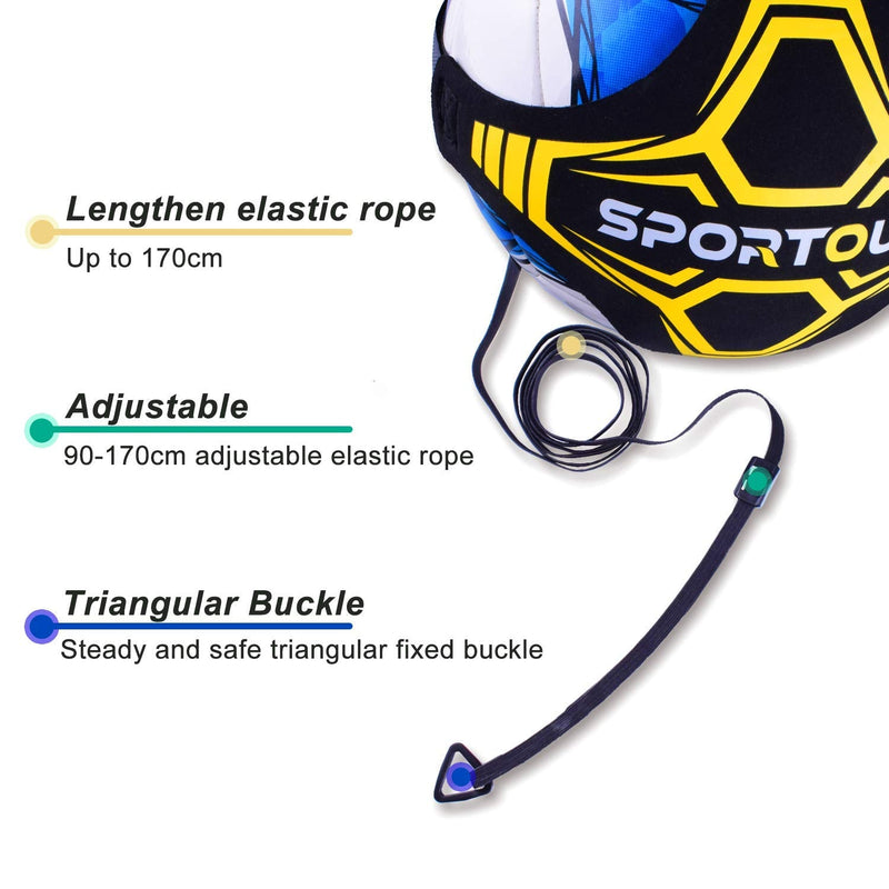 Sportout Hands Free Solo Soccer Trainer, Kick Trainer, Soccer Training Aid Widened Side Waist Protection, Two-Way Adjustment of Belt Length, Fit for Balls Size 3 4 5, Kids and Adults Yellow - BeesActive Australia