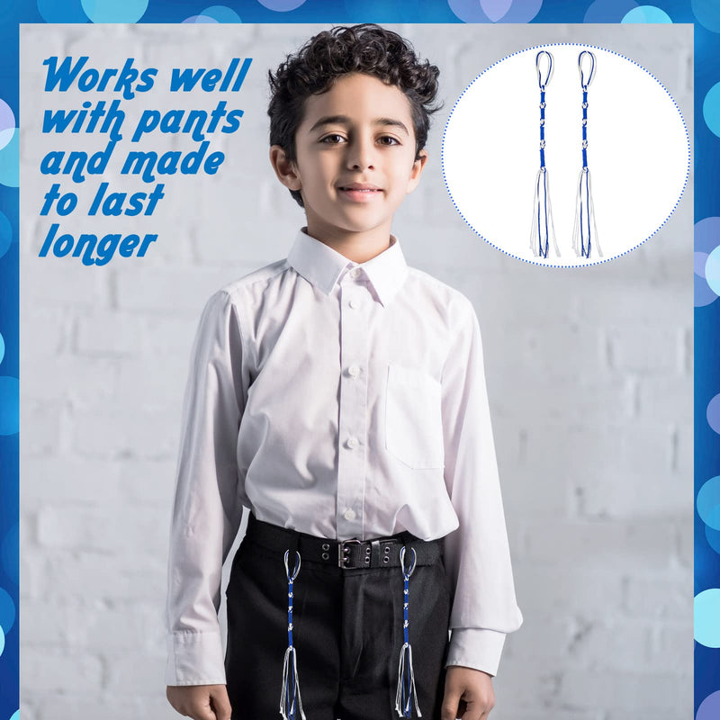 Tzitzits White with Blue Thread Royal Blue Small Tassels Prayer Shawl Accessories Fringes Home Decor Tassels (8 Pieces) Blue, White 8 - BeesActive Australia