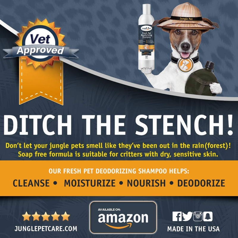 Jungle Pet Deodorizing Dog Shampoo for Smelly Dogs - Grooming & Cleansing Pet Shampoo for Dogs with Hypoallergenic Essential Fatty Acids - Soap, Sulfate & Paraben Free - Sweet Pea Vanilla Scent 16 Ounce - BeesActive Australia