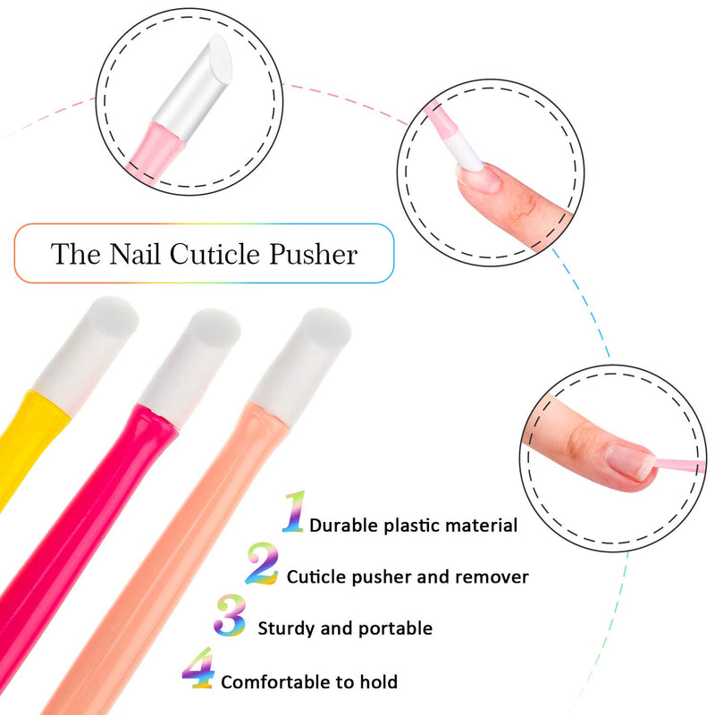 68 Pieces Nail Cuticle Pusher Rubber Tipped Nail Cleaner and Glass Nail Files Gradient Rainbow Color Buffer Double Side Nail Files Manicure Tool for Home Nail Salon 14 x 1.5 x 0.3 cm - BeesActive Australia