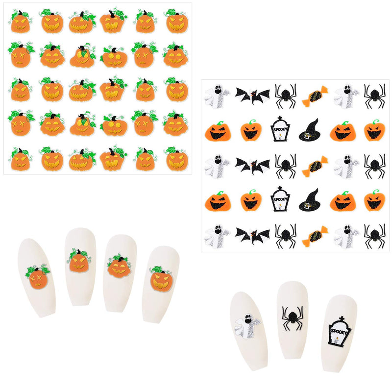 URATOT 12 Sheets Halloween Holographic Nail Stickers Art Self-Adhesive Stickers for Halloween Party Nail Salon - BeesActive Australia