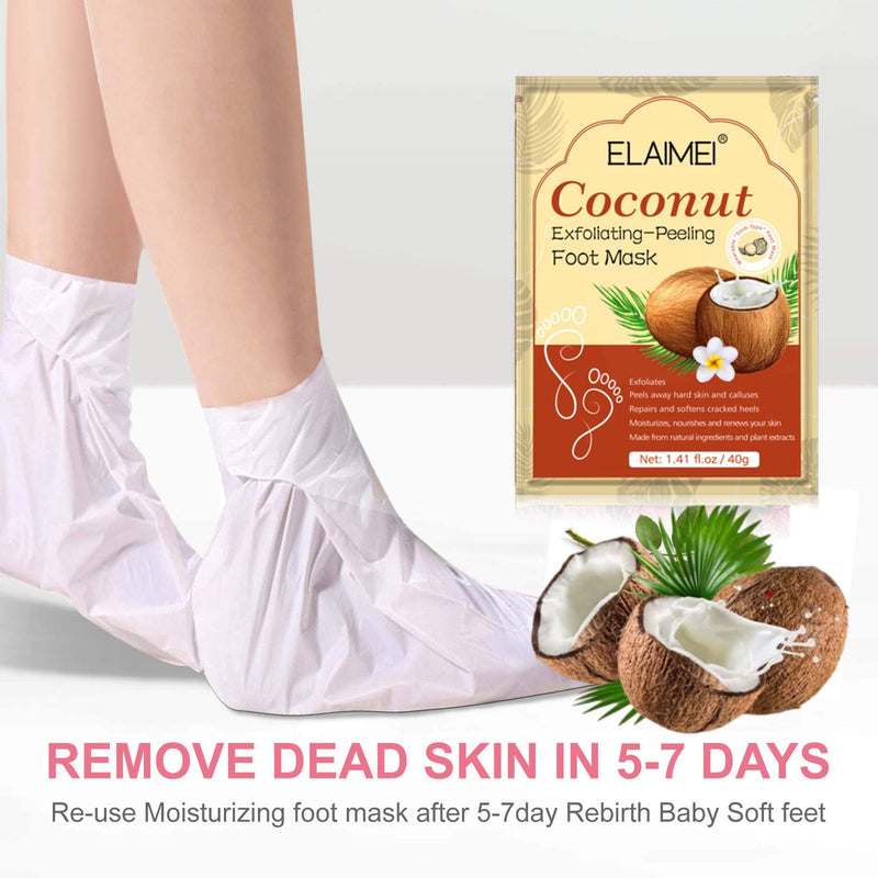 Foot Peel Mask,Exfoliating Foot Mask,Coconut Foot Peel Mask,Foot Peeling Mask,Peeling Away Foot Callus,Best Soultion For Dead Skin,Dry and Dough Skin,Feet Care Product 3 pcs - BeesActive Australia