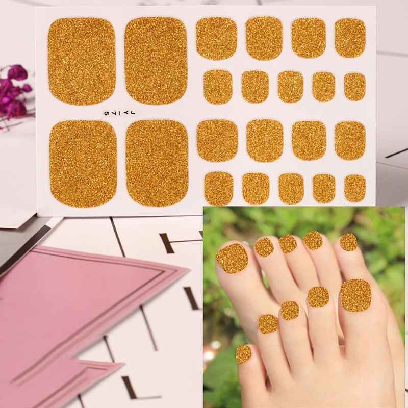 WOKOTO 6 Sheets Adhesive Toenail Art Polish Decals With 1Pcs Nail File Glitter Nail Wraps Sticker Strips Manicure Kits For Women - BeesActive Australia