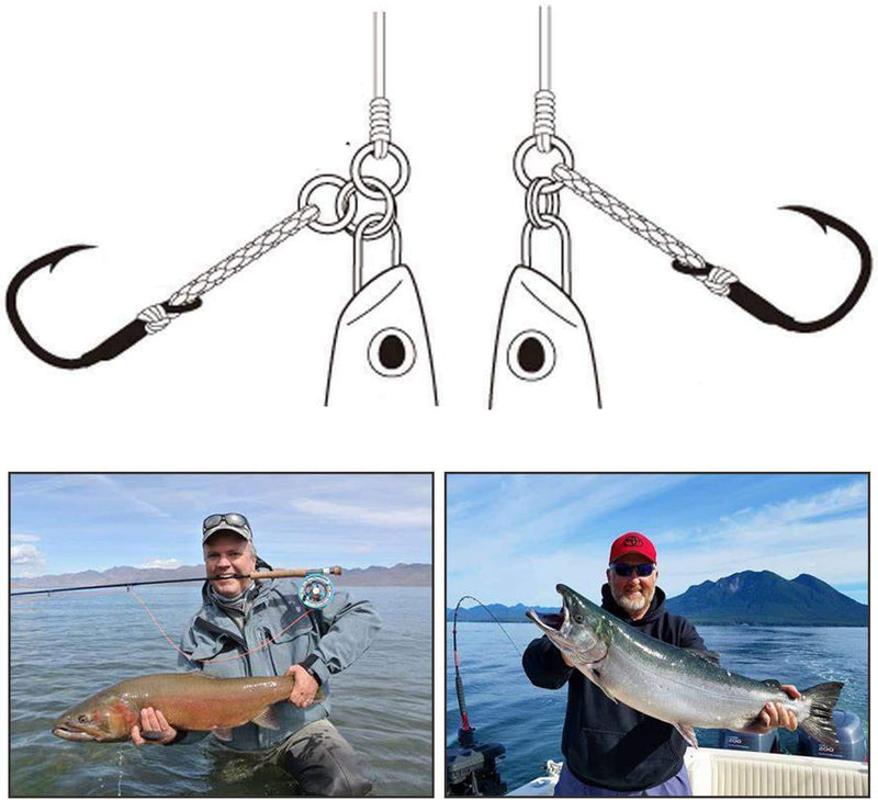 Fishing Assist Hooks with PE Line - 53pcs/106pcs Saltwater Jig Fishing Hooks Butterfly Jig Hooks Split Ring Slow Pitch Jig Hooks Stainless Steel Hooks for Trolling 106pcs assist hooks - BeesActive Australia