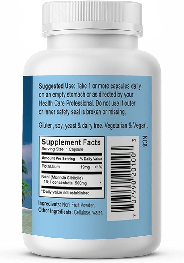 Earth's Bounty Noni Fruit, Hawaiian, 500 mg, 60 Vegetarian Capsules - BeesActive Australia
