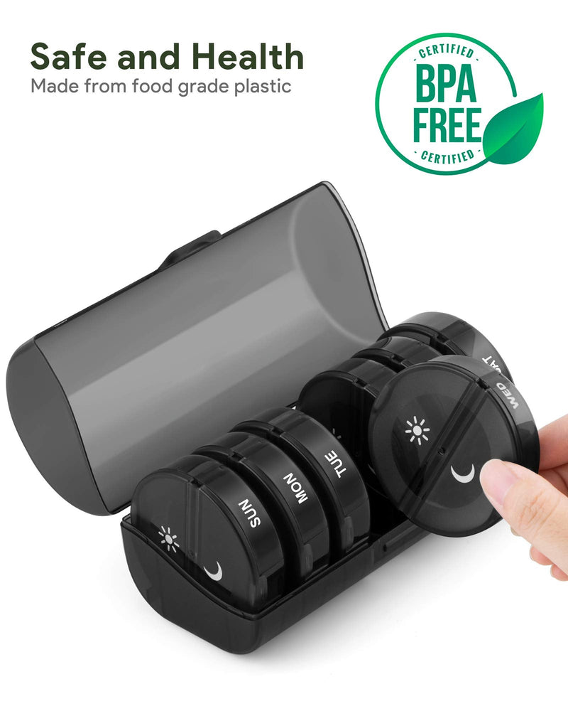 TookMag Pill Organizer 2 Times a Day, Weekly AM PM Pill Box, Large Capacity 7 Day Pill Cases for Pills/Vitamin/Fish Oil/Supplements (Black) Black - BeesActive Australia