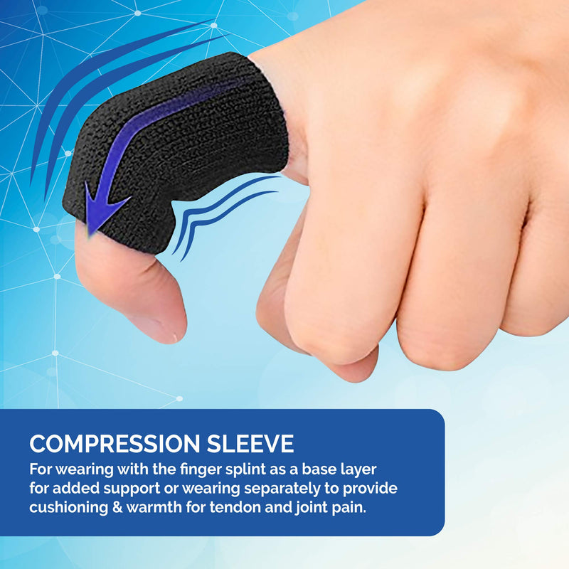 Arrow Splints Finger Splint for Mallet Finger, Trigger Finger, Arthritis Pain, Sport Injuries, Basketball, Volleyball, Bowling fits Index, Middle Finger, Ring, Pinky Finger + Compression Finger Sleeve Small (Pack of 1) - BeesActive Australia