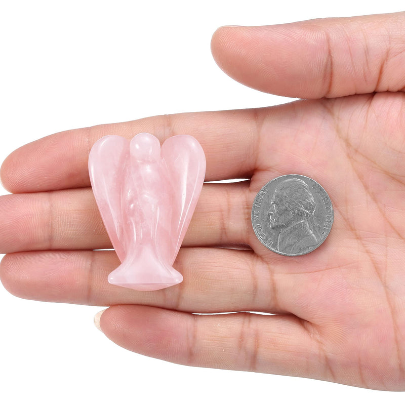 CrystalTears Natural Rose Quartz Crystal Pocket Guardian Angel, 1.5" Reiki Healing Crystal Gifts for Christmas - BeesActive Australia