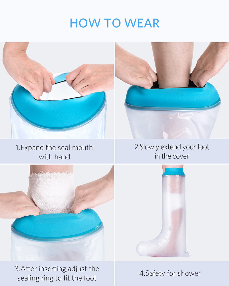 WINVROSE Adult Leg Cast Cover for Shower,Waterproof Cast Bag Bandage Wound Barrier Protector for Shower Bath, Full Leg Watertight Protection Dry Bag for Broken Foot, Ankle, Knee, Toe, Burns Adult Full Leg Cast Cover - BeesActive Australia