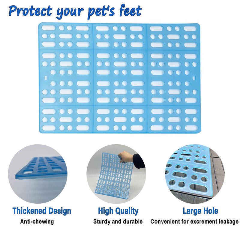 4 Pcs Rabbit Feet Pad Plastic Bunny Cage Floor Mat Foot Resting Hole Leak Water Nest Mat Pet for Small Animal Hamster Rat Chinchilla Guinea Pig Dogs Cats Blue - BeesActive Australia