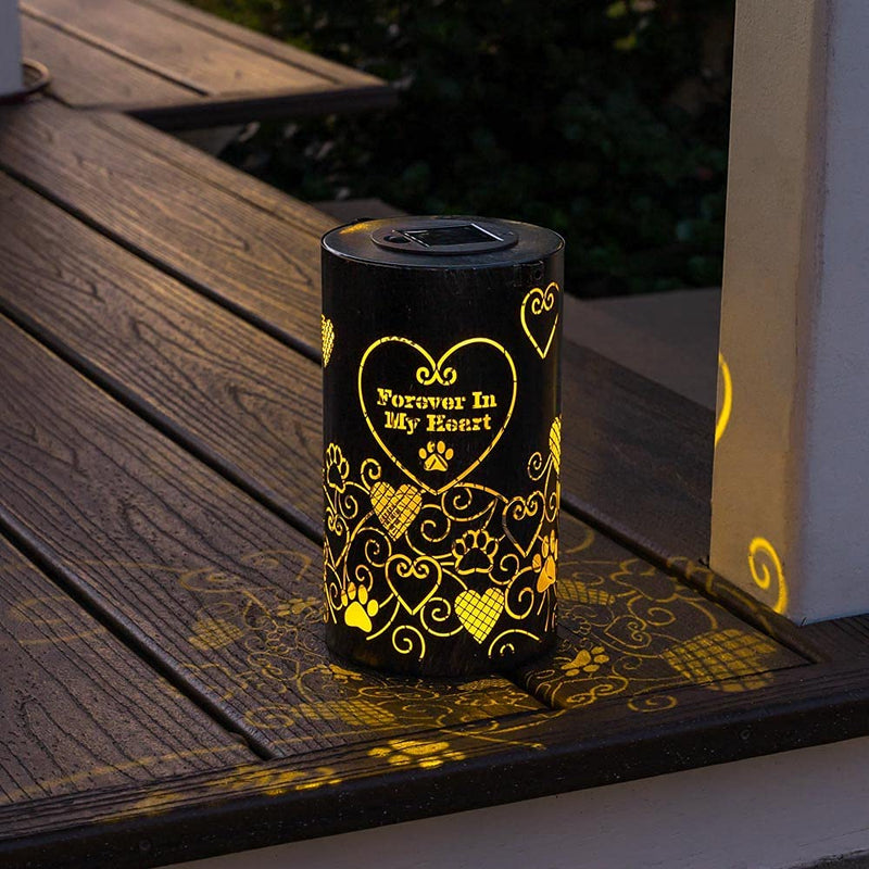iHeartDogs Pet Memorial Gifts - Artisan Shadow Solar Lantern - This Pet Loss Gift Feeds 7 Shelter Pets in Honor of Your Departed Pet Forever in My Heart - BeesActive Australia