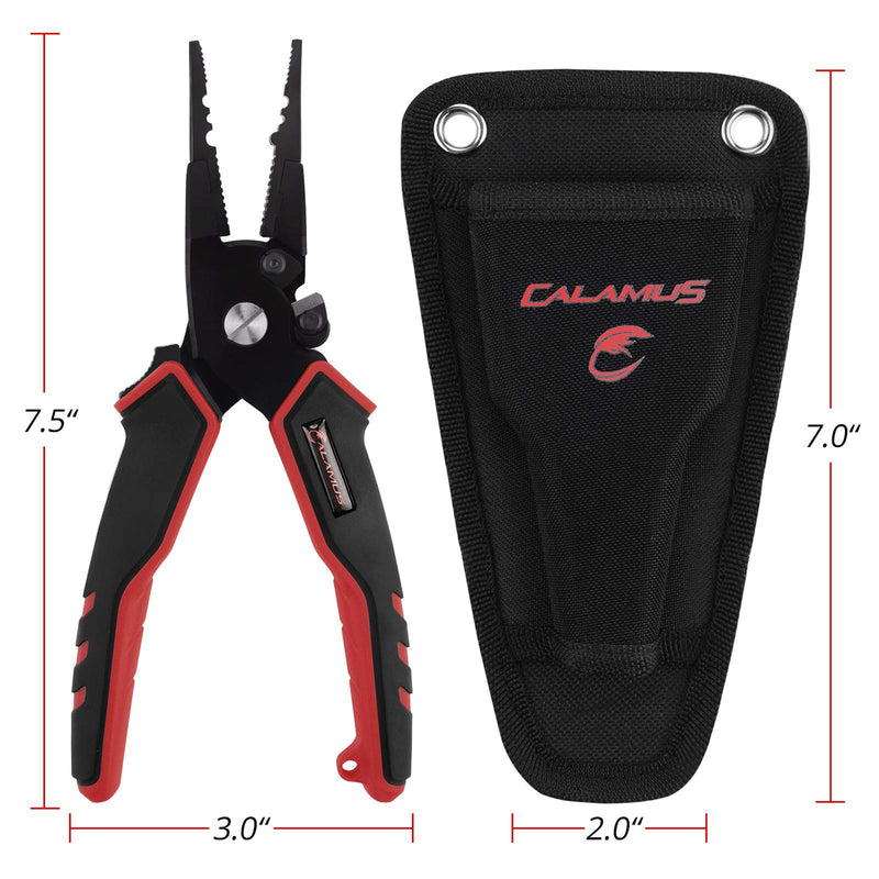 Calamus Fishing Pliers, Lightweight Aluminum Fishing Tools with Vanadium Cutters and Rubber Handles, Ultimate Saltwater Resistant Fishing Gear, Fishing Accessories for Men D: Straight Nose - Red - BeesActive Australia