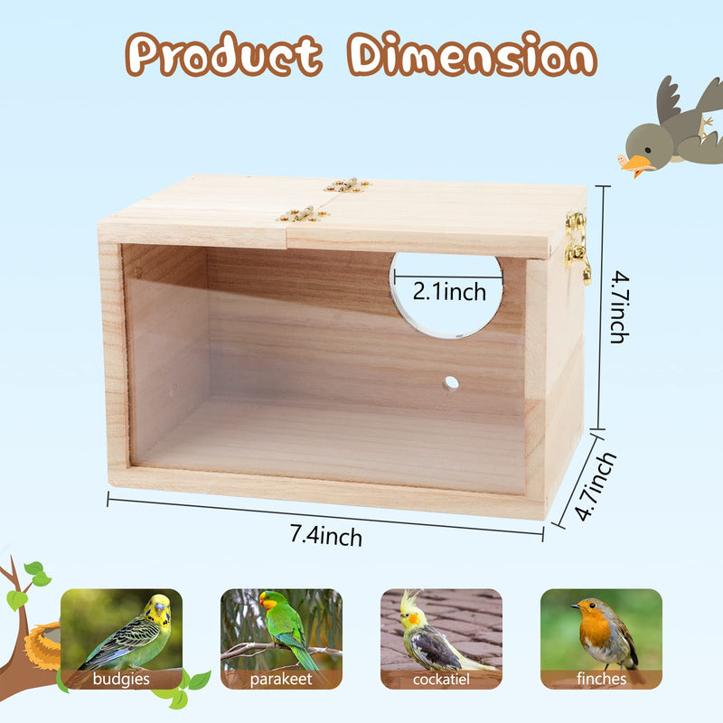 GINDOOR Parakeet Nesting Box Transparent Bird House for Cage Natural Wood Breeding Box for Parrot Parakeet Cockatiel Lovebirds Budgie Conure and Other Small Birds - BeesActive Australia