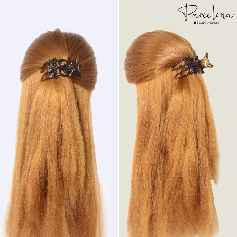 Parcelona French Intricate Celluloid Small Shell Slide in Side Slider Hair Updo Claw for Fine Hair - BeesActive Australia