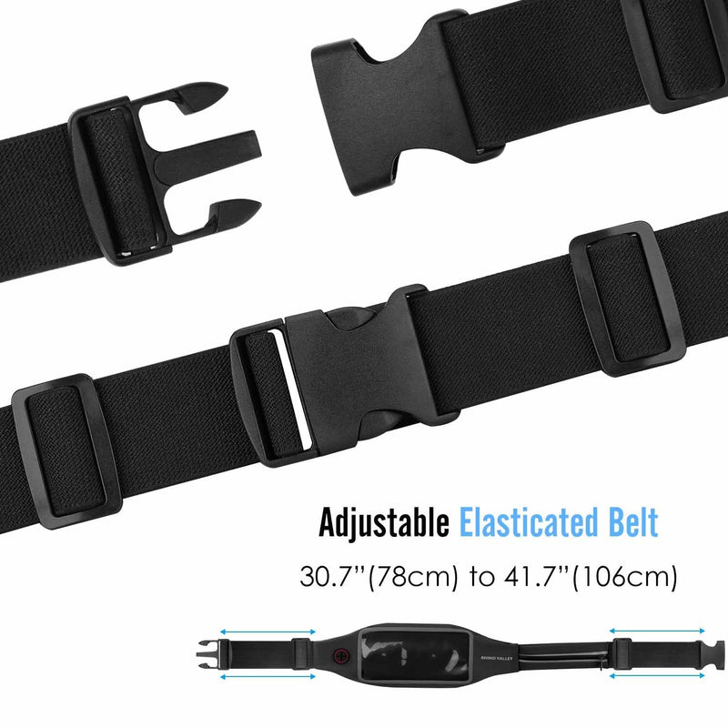 Rhino Valley Running Belt Waist Pack, Sports Fanny Pack Fitness Workout Belt, Dual Pockets with Clear Touch Screen Compatible with iPhone 13 Mini/iPhone 13/iPhone 13 Pro, iPhone 12/12 Pro,iPhone 11 Black - BeesActive Australia