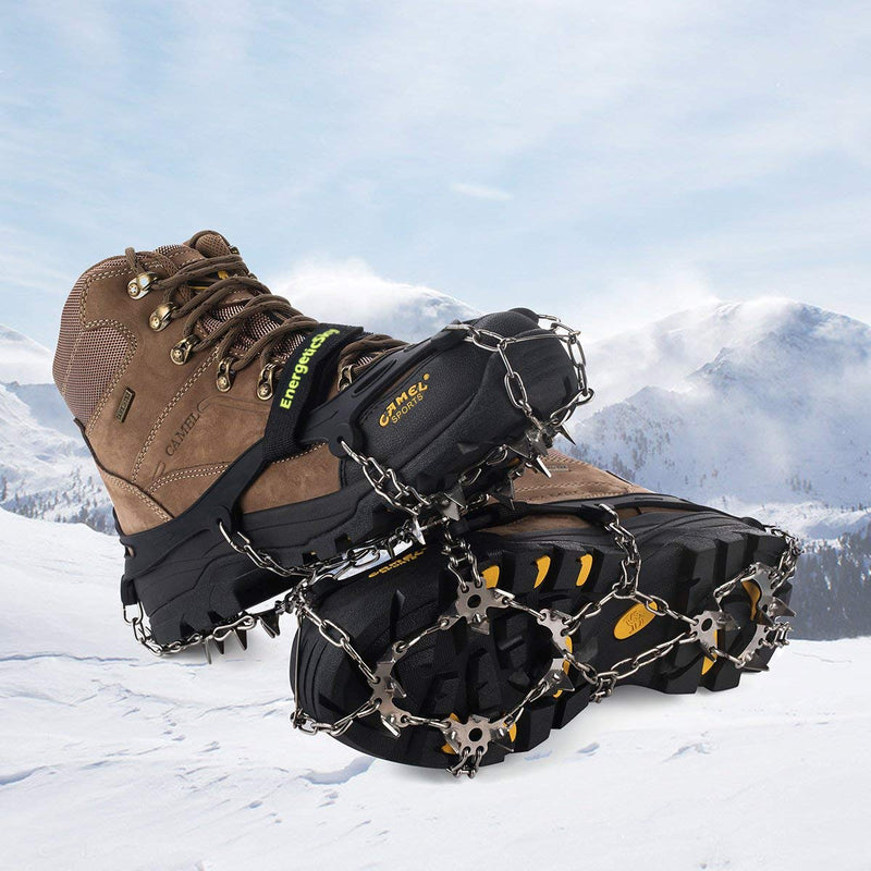 EnergeticSky Upgraded Version of Walk Traction Ice Cleat Spikes Crampons,True Stainless Steel Spikes and Durable Silicone,Boots for Hiking On Ice & Snow Ground,Mountian. Black Large - BeesActive Australia