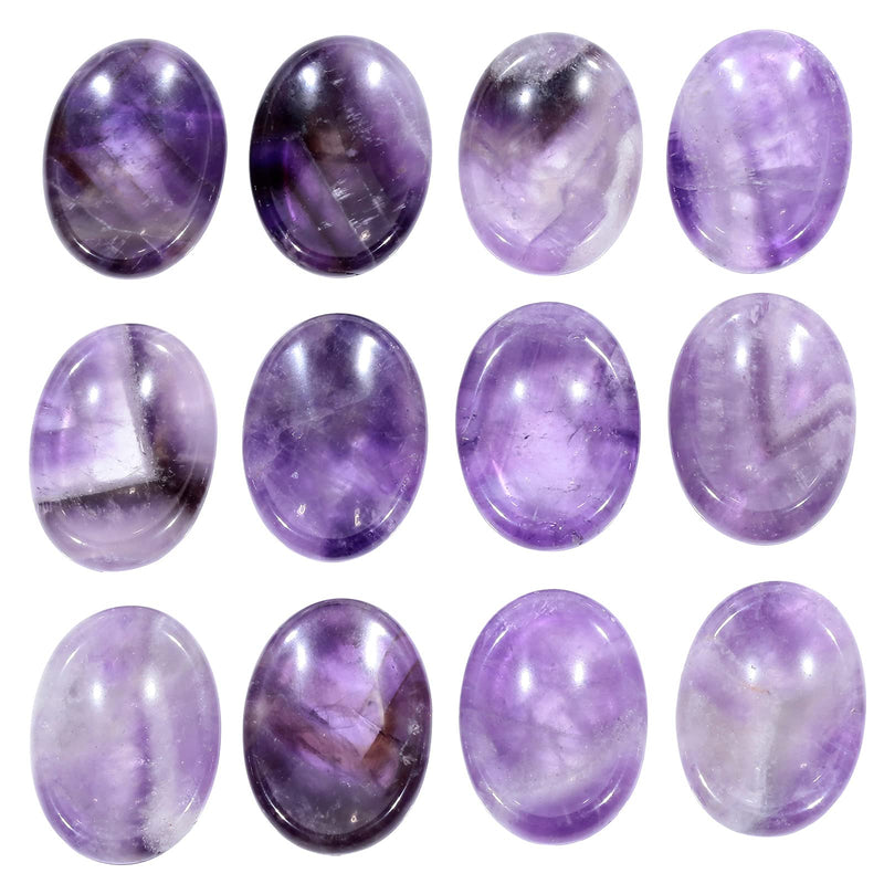 mookaitedecor Amethyst Crystal Polished Thumb Worry Stone, Oval Natural Palm Pocket Stone for Meditation Stress Relief Pack of 2 - BeesActive Australia