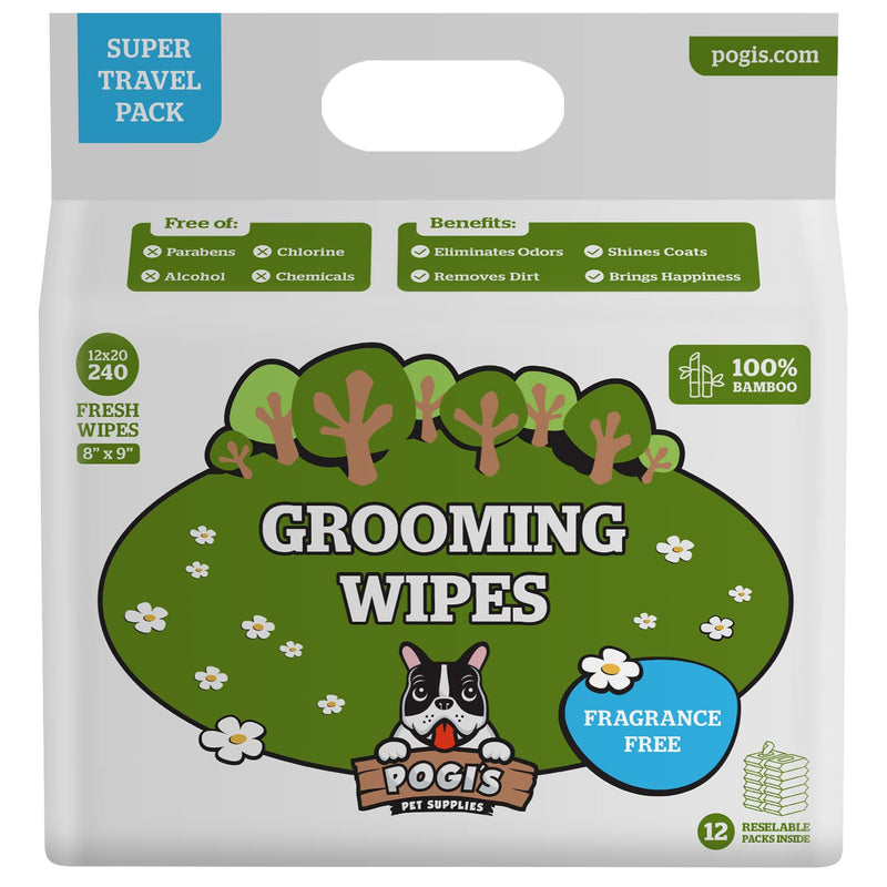 Pogi's Grooming Wipes Home & Travel Bundle - 100-Count Grooming Wipes for Home and 240-Count Packs for Travel - BeesActive Australia
