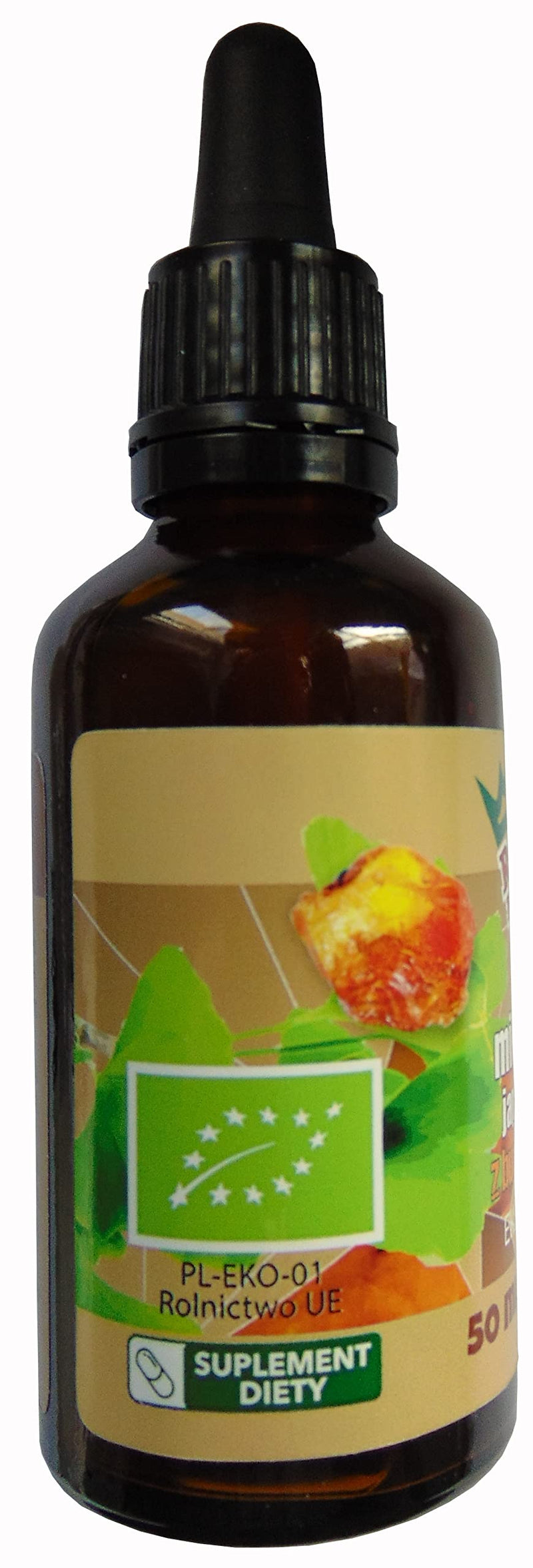 Ginkgo Biloba Organic Extract with Amber Organic Extract/Ginkgo Biloba with Baltic Amber Organic /50 ml/Elixir of Youth, Supports The Body and The Brain/brochure About Amber for Free. - BeesActive Australia
