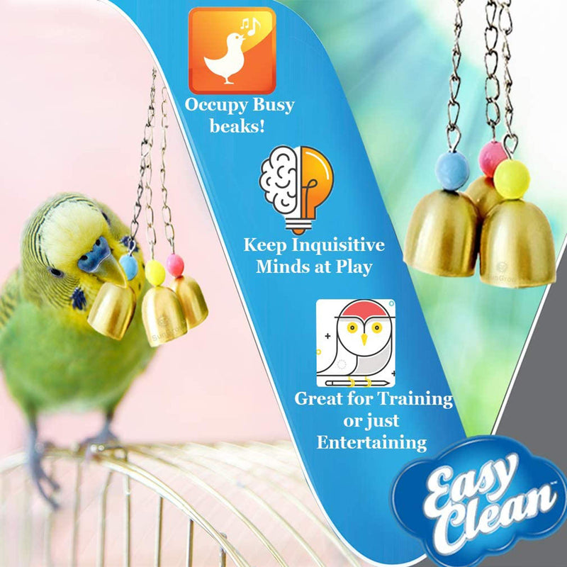 SunGrow Parrot Bell Toy, Galvanized 3 Steel Bells for Cockatiels, Conures, Chicken, Duck & Lovebirds, Jingle Sound - BeesActive Australia