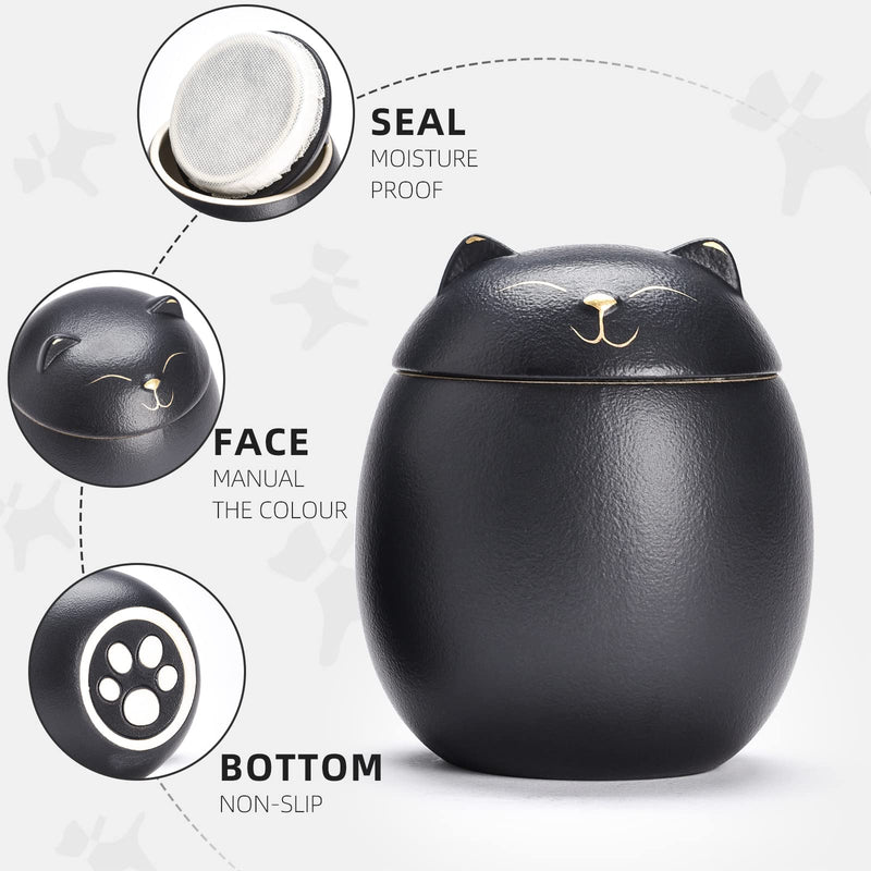 LMEILI Pet Urns for Cats Box Ashes Keepsake Memorial Cremation Small Dog Animal Ceramics Ashes Funeral Urn Personalized Small Black - BeesActive Australia