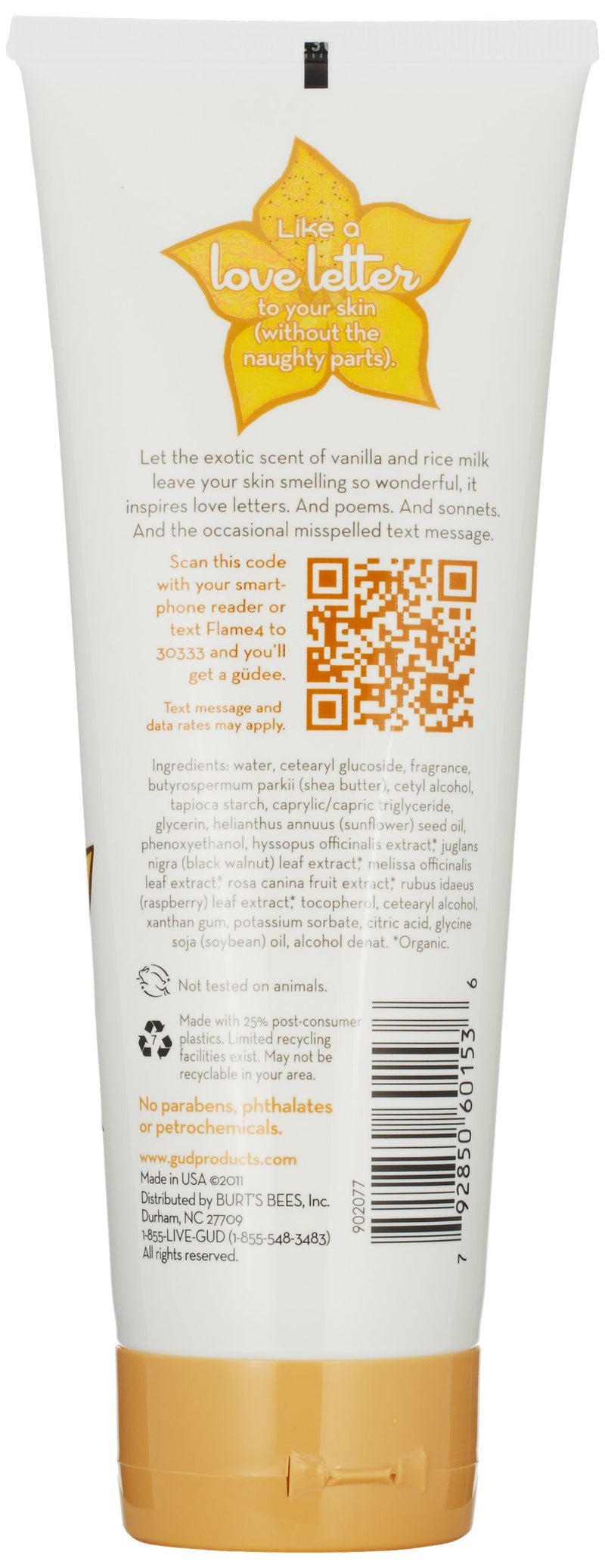 Gud Vanilla Flame Natural Body Lotion, 8 Fluid Ounces - BeesActive Australia